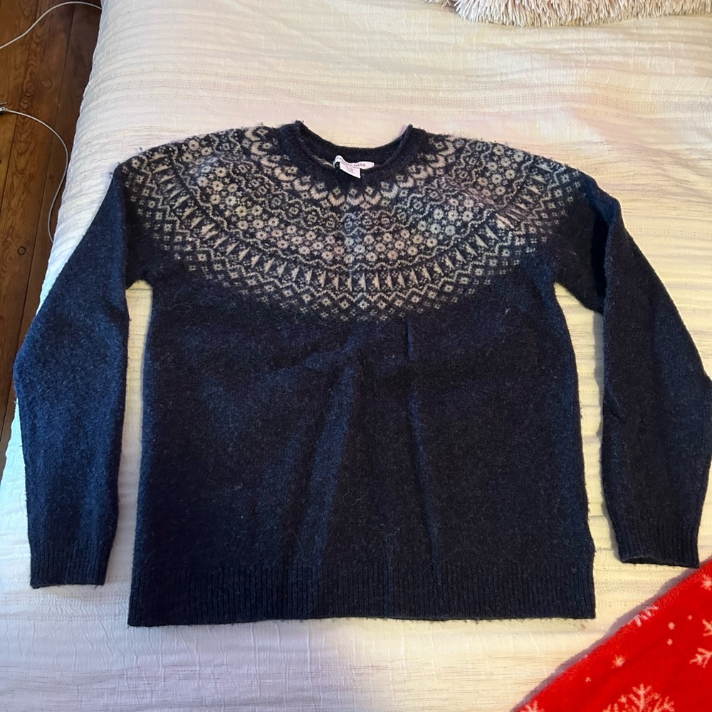 Crewneck Fair Isle Sweater - Navy